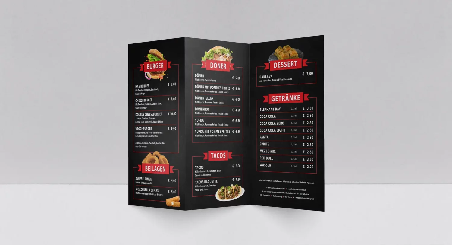 Speisekarte Tacos & Burger